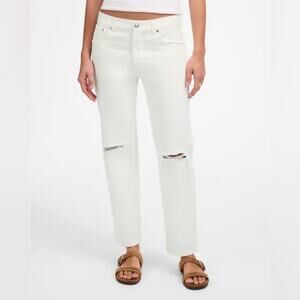 Madewell NWT The Dean Easy Straight Crop Jeans Tile White Size 23